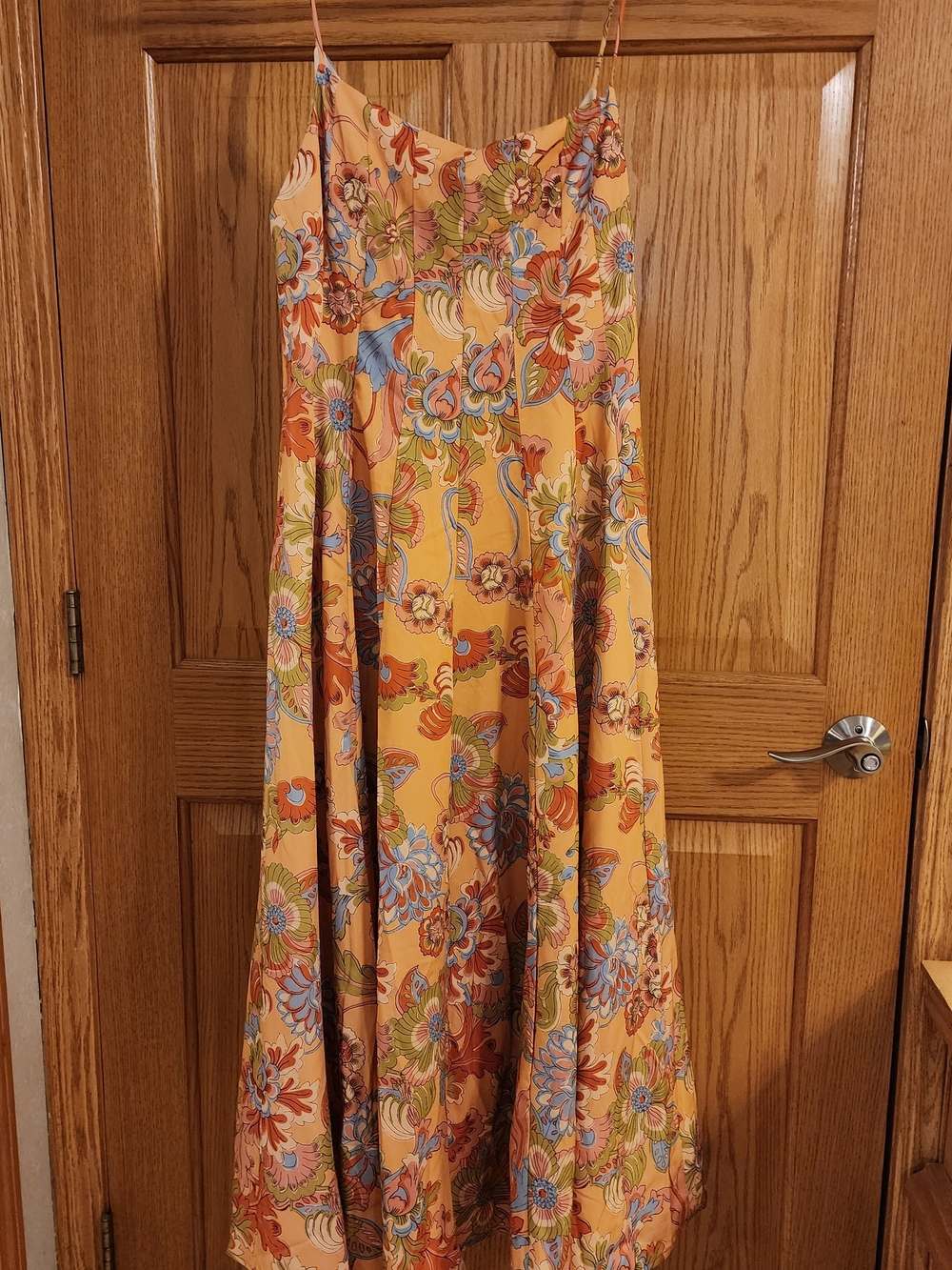 Spaghetti-Strap Maxi Dress in Mustard Floral